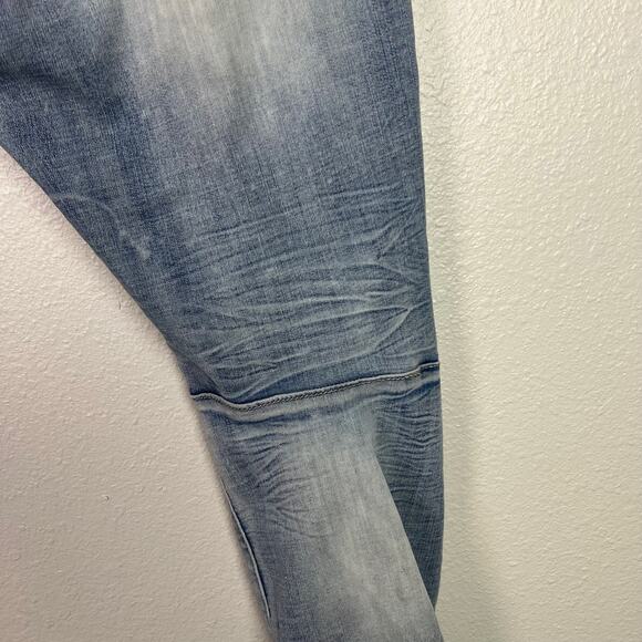 Smoke Rise Jeans Mens Size 38x32 Distressed Ripped Light Wash Slim Fit Denim - Picture 10 of 13